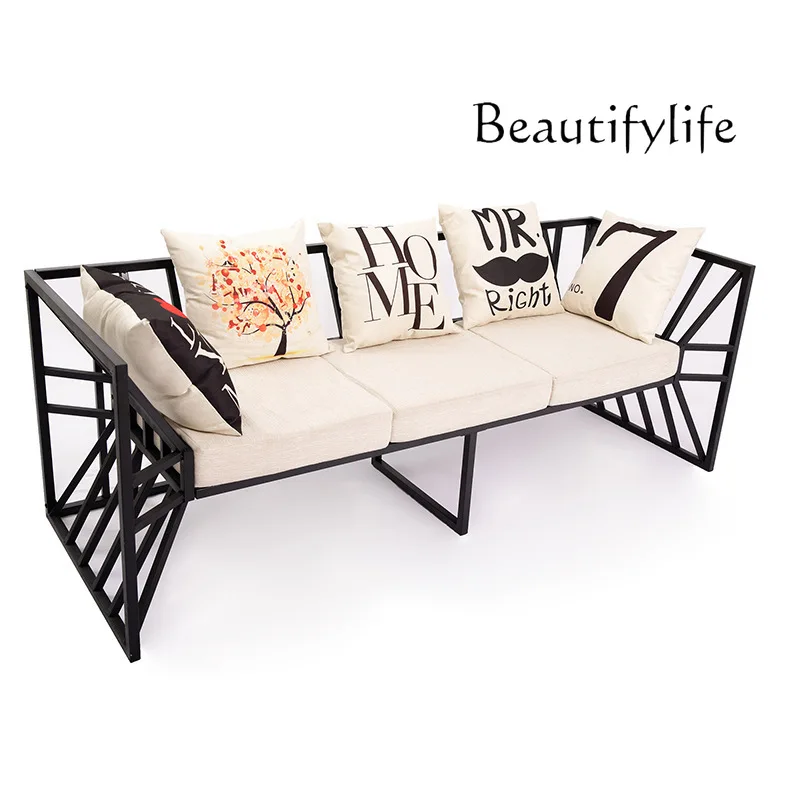 

Industrial style wrought iron sofa reception sofa chair studio leisure sofa coffee table combination