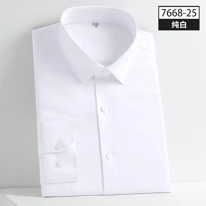 HH236New men's business casual long-sleeved shirt elastic non-iron shirt solid color wedding dress photography