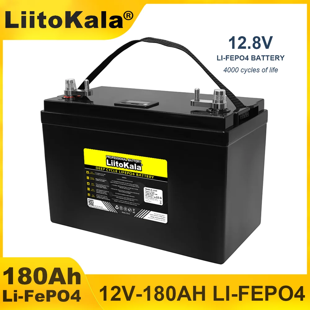 12.8V 180AH LiFePO4 Battery 12V Lithium Batteries 4000 Cycles USB3.0 Type-C output Touring car Solar Wind 14.6v Charger Tax Free