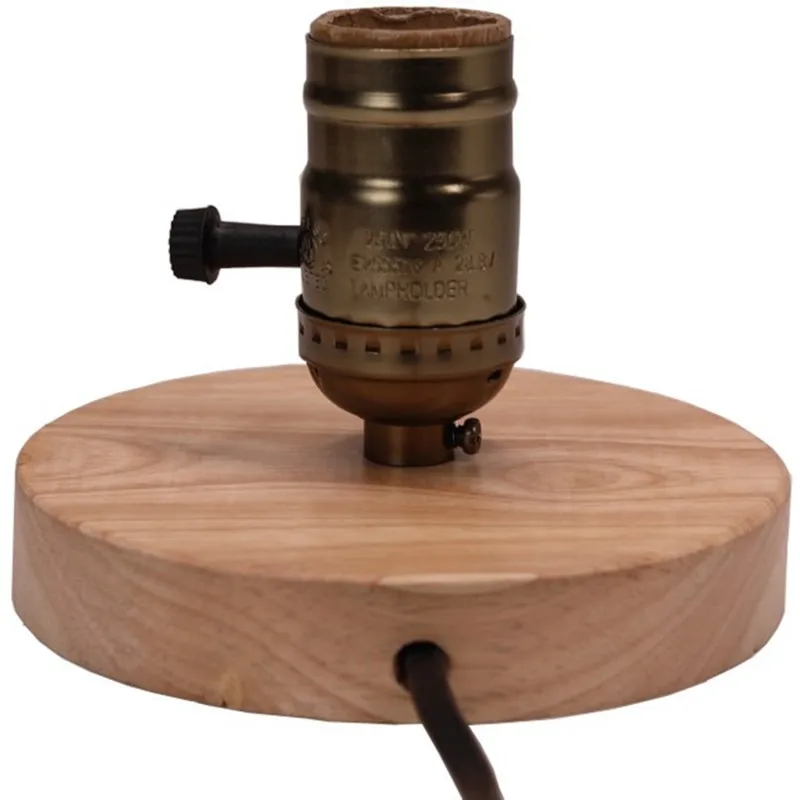 [HOT!】 Vintage Country Retro Style E27 Base Table Lamp Solid Wood Aluminum Material Desktop Decoration Lamp Holder No Light EU P