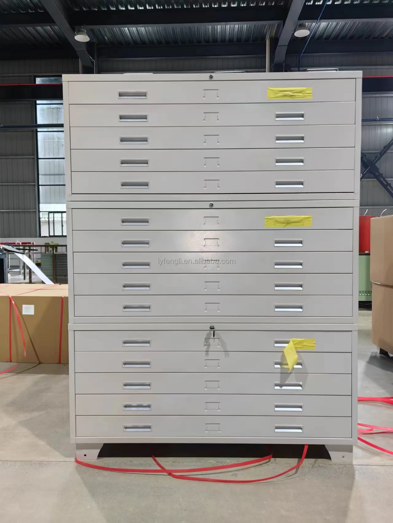 Modern metal A0 paper map filing cabinet with 5 drawers and brackets for workshop storage