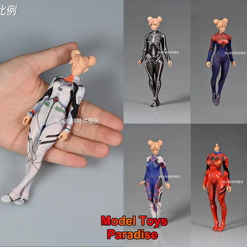 

1/12 Woman Soldier Printed Bodysuit 3D Skeleton Tights Stretch Clothing Fit 6inch Romankey X COWL Action Figure Body