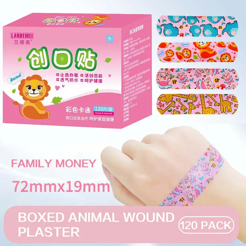 120pcs/lot Kawaii Cartoon Animal Pattern Waterproof Band Aid Hemostasis Adhesive Baby Bandages Wound Plaster Patches for Kids