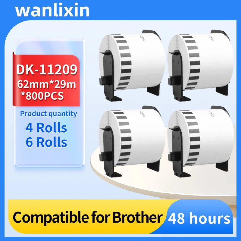 4 Roll DK-11209 Thermal paper 29*62mm 800PCS  Label Continuous Compatible for Brother Label QL-1050 1060N QL-500 QL-570 Printer