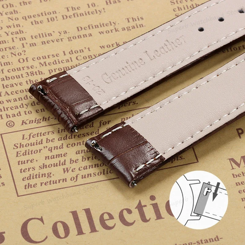 18mm 19mm 20mm 21mm 22mm Genuine Leather Watch Band Bamboo Pattern Cowhide Quick Release Bracelet Men Women for Huawei GT