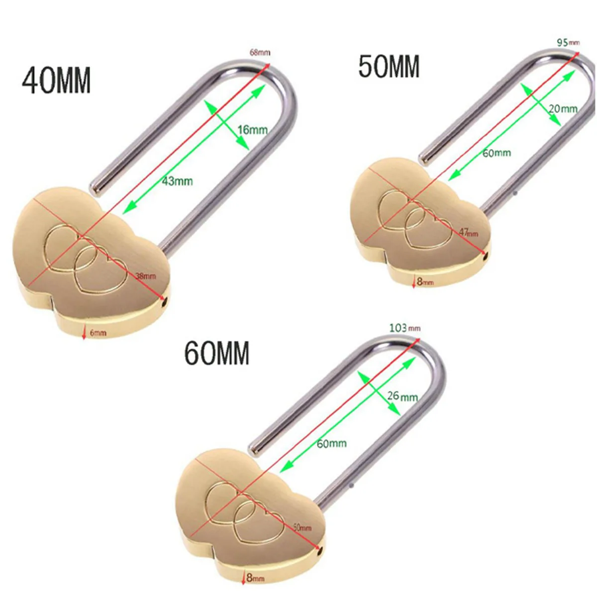 قفل نحاسي متحدة المركز بدون مفتاح مرة واحدة مغلق لا يمكن فتح قفل عالي الكثافة لشهى العاطفة الأبدية للعشاق #3