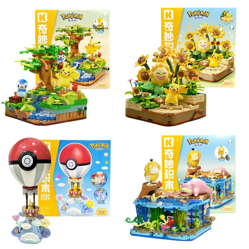 

Keeppley Anime Cartoon Pokemon Toys Pikachu Piplup Jigglypuff Hot Air Balloon Building Block Assemble Model Kids Birthday Gift