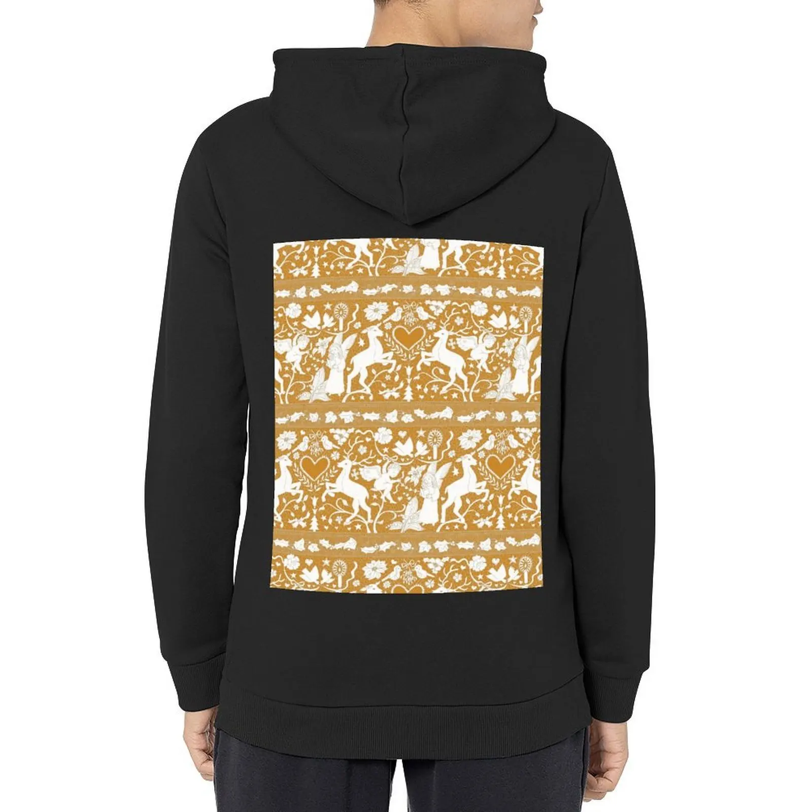 

Antique lace - gold and cream - traditional Christmas pattern by Cecca Designs Hoodie clothes for men hoodie
