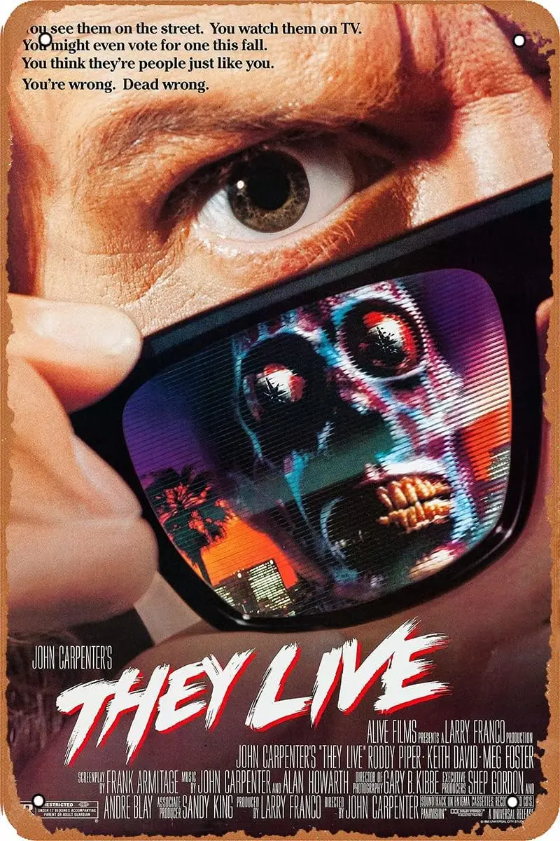 They Live Filmplakat, Film-Blechschild, Metall-Wandschild für Bars, Cafés, Kneipen, Büro, Küche, Zuhause, Kaffeestation