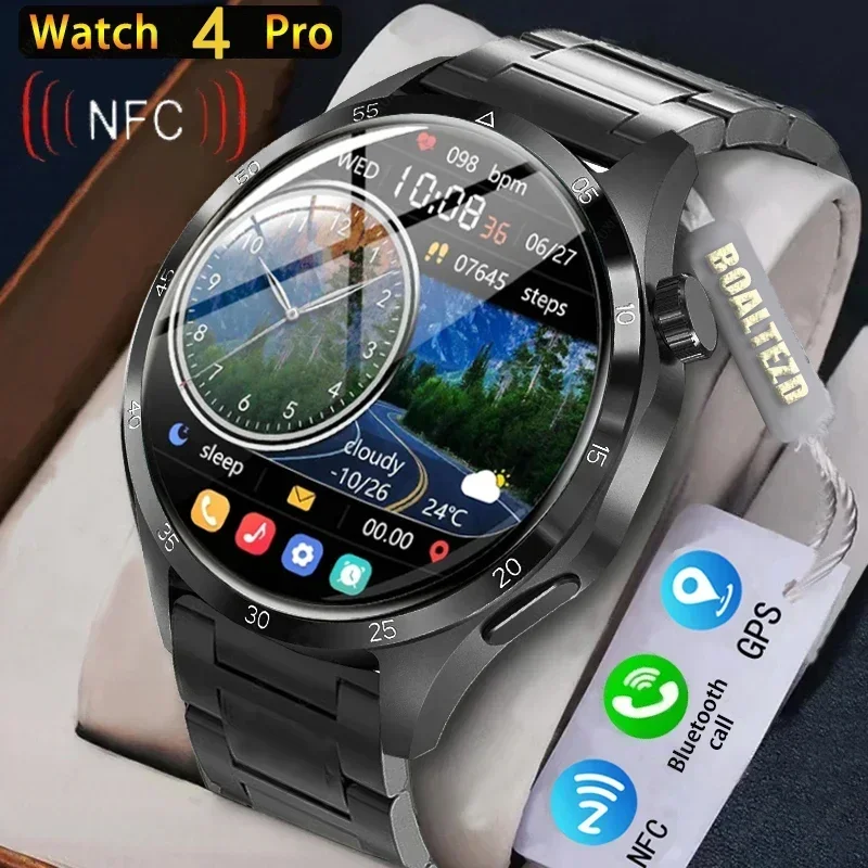 

2024 New Watch GT 4 Plus Smartwatch - for Men. 4 Pro Version. AMOLED HD Screen. Bluetooth Call. NFC. Health Monitoring GPS Sport