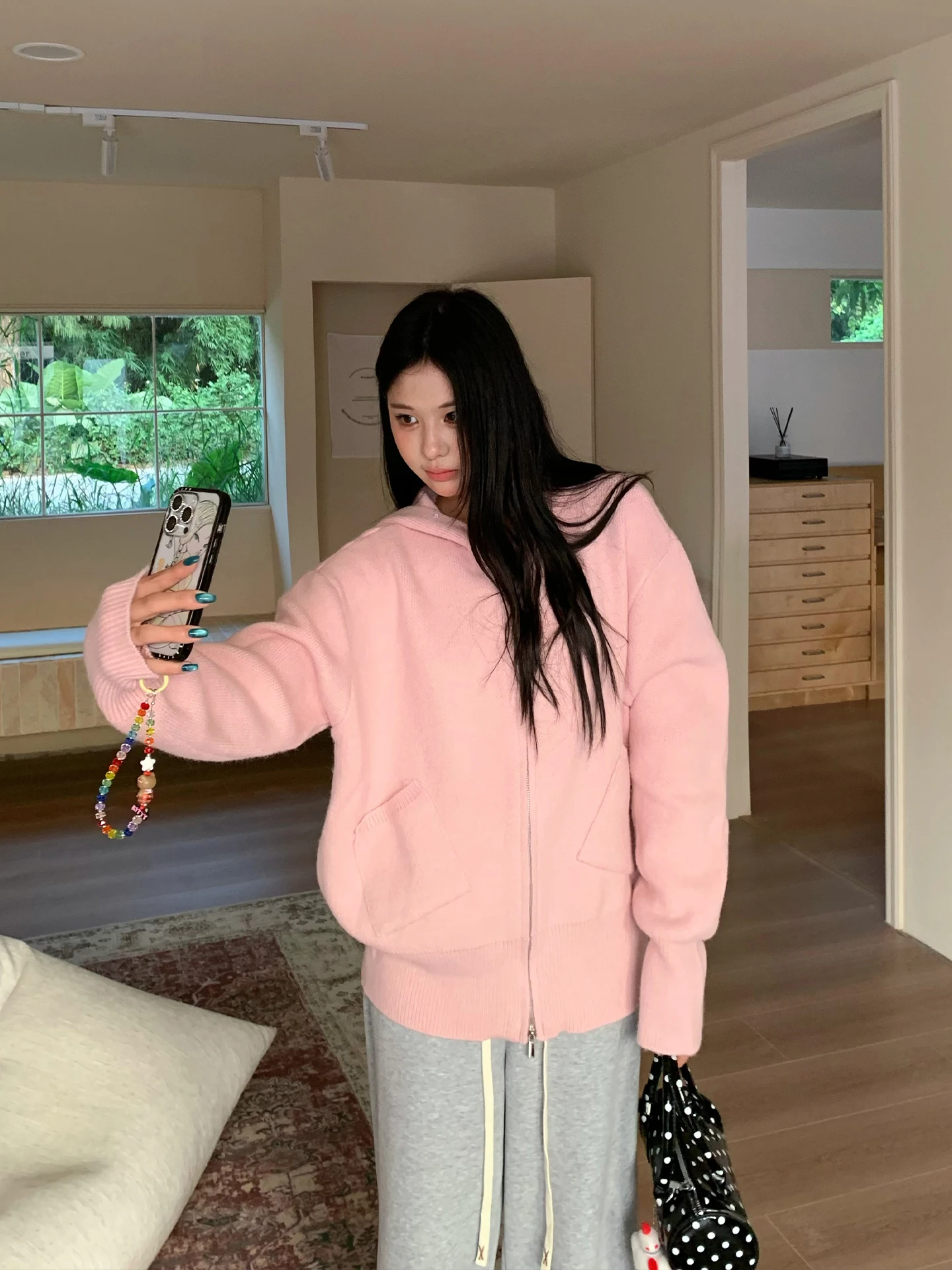 

Autumn Winter Loose Knitted Hat Sweater Coat Women's Fufu Soft Wide Slimming Cardigan Coat Retro Sle Pure Color Warmth