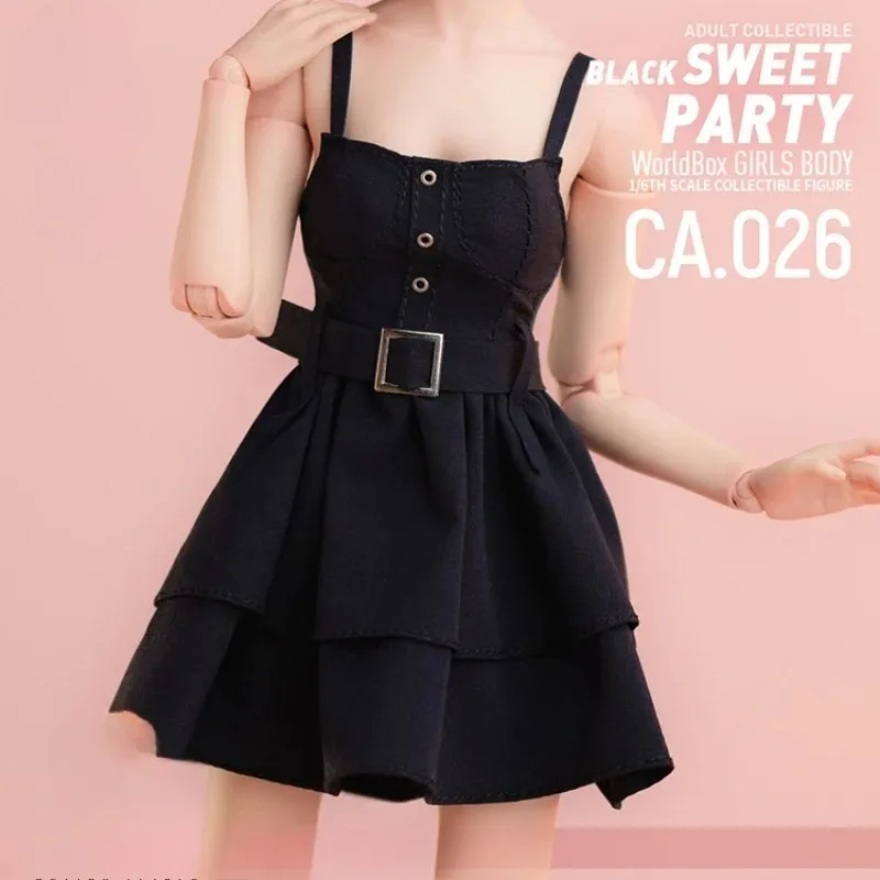 Worldbox CA026 1/6 Scale Toy Figures Black Sweet Party Dress Solid Boots Set Clothes Model Fit 12 '' AT210 AT203 Female Soldier