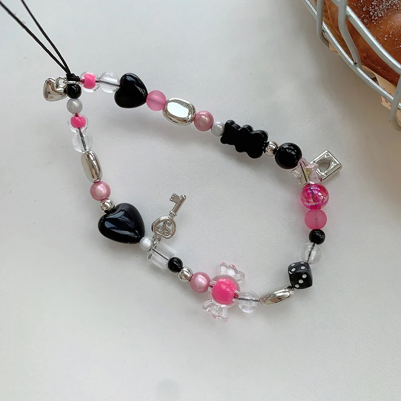 الهاتف المحمول سلسلة معلقة نمط حلو ورائع مطرز حالة الهاتف المحمول الحبل المفاتيح سلسلة معلقة مناسبة آيفون