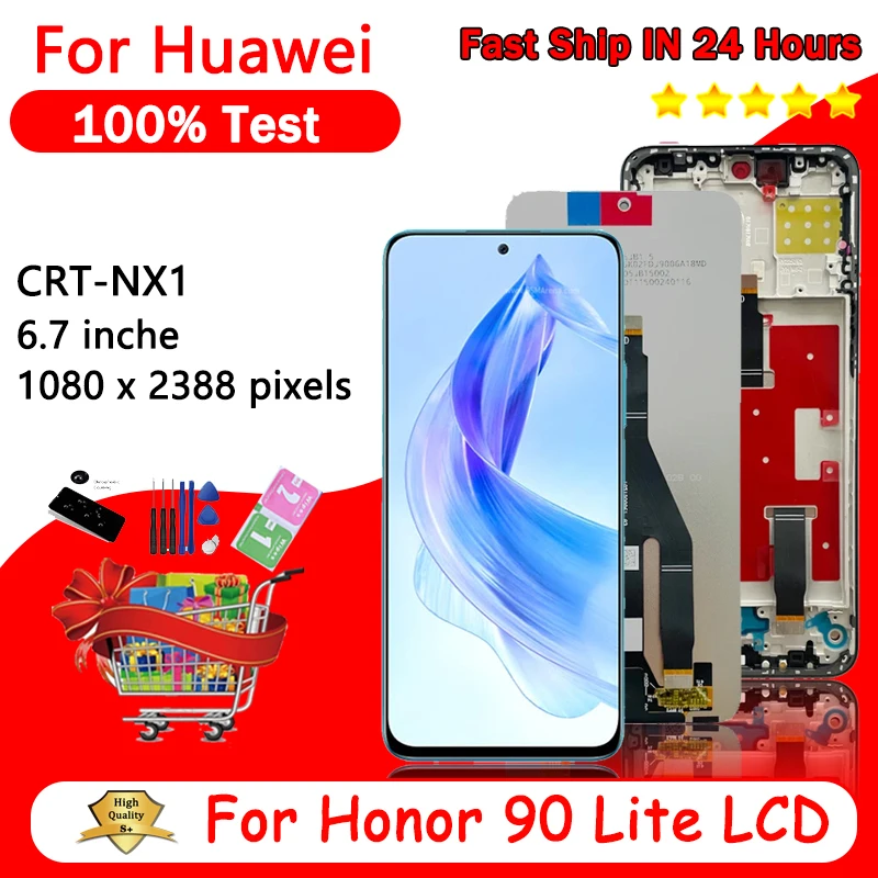 6.7\'\' Display For Huawei Honor 90 Lite LCD CRT-NX1 Display Screen Touch Panel Digitizer For Honor90Lite Display Replacement