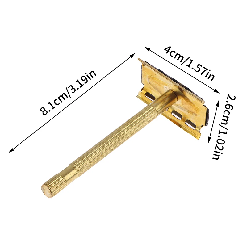 Navalha de segurança em aço inoxidável com alça, ferramenta de barbear manual, lâmina facial masculina, barbear