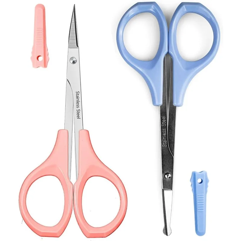 Round Tip Safety Scissors With Cover Mini Eyebrow Nose Hair False Eyelash Trimmer Intimate Bikini Grooming Shears For Women