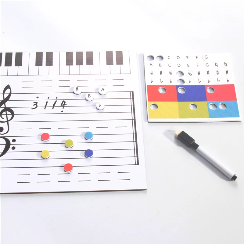 Music Grand Staff Dry Erase Magnetic Whiteboard With Dry Erase Marker Musical Notes Lapboard for Kids Students