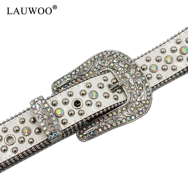 Sparkle Designer Crystal Leather Belt For Jeans Pants Women Men Western Rhinestone Belt Y2K bb Diamond Belt
