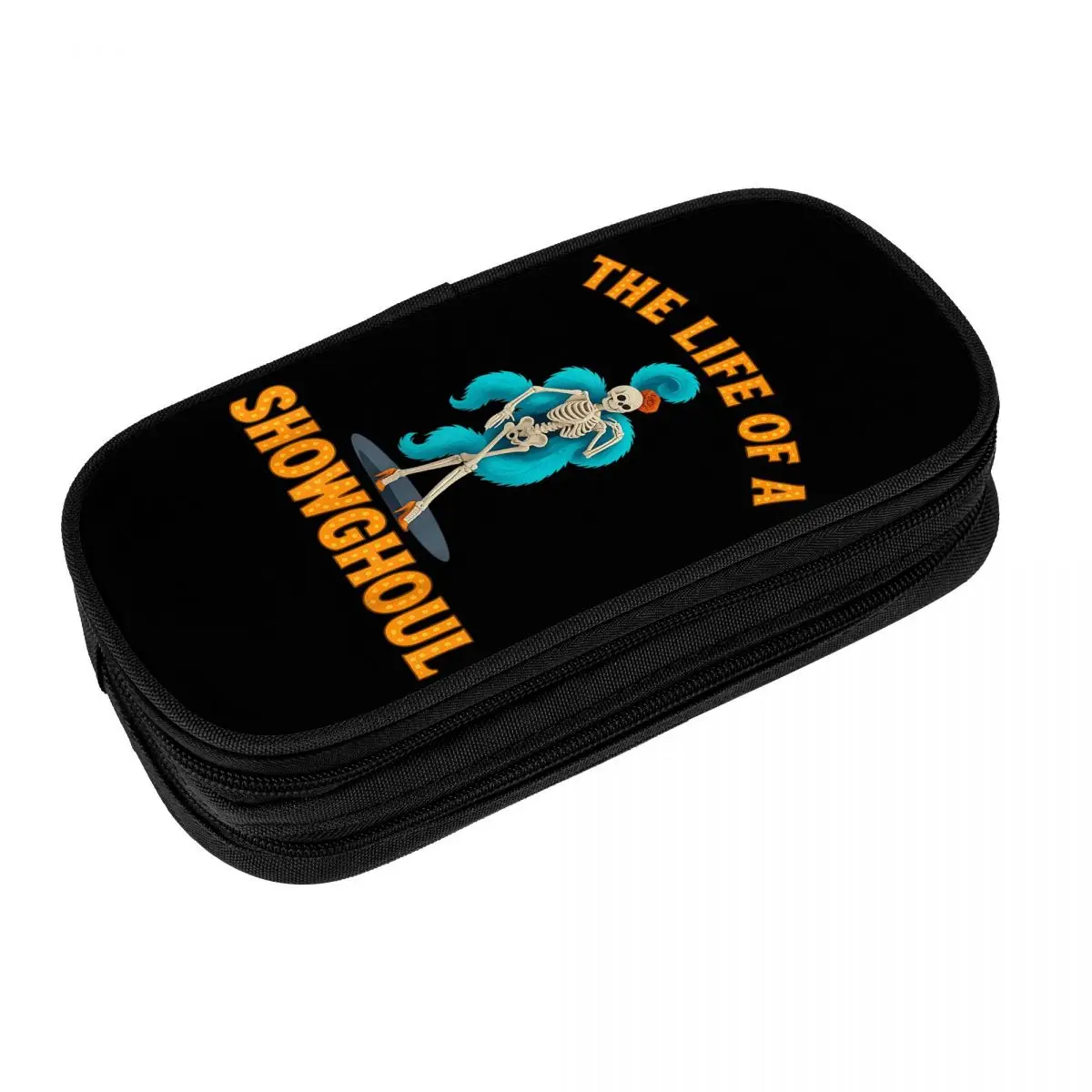 Fashion Pencil Case The Life Of A Showghoul Retro Halloween Skeleton Pen Box School Pencil Cases Double Layer School Stationery