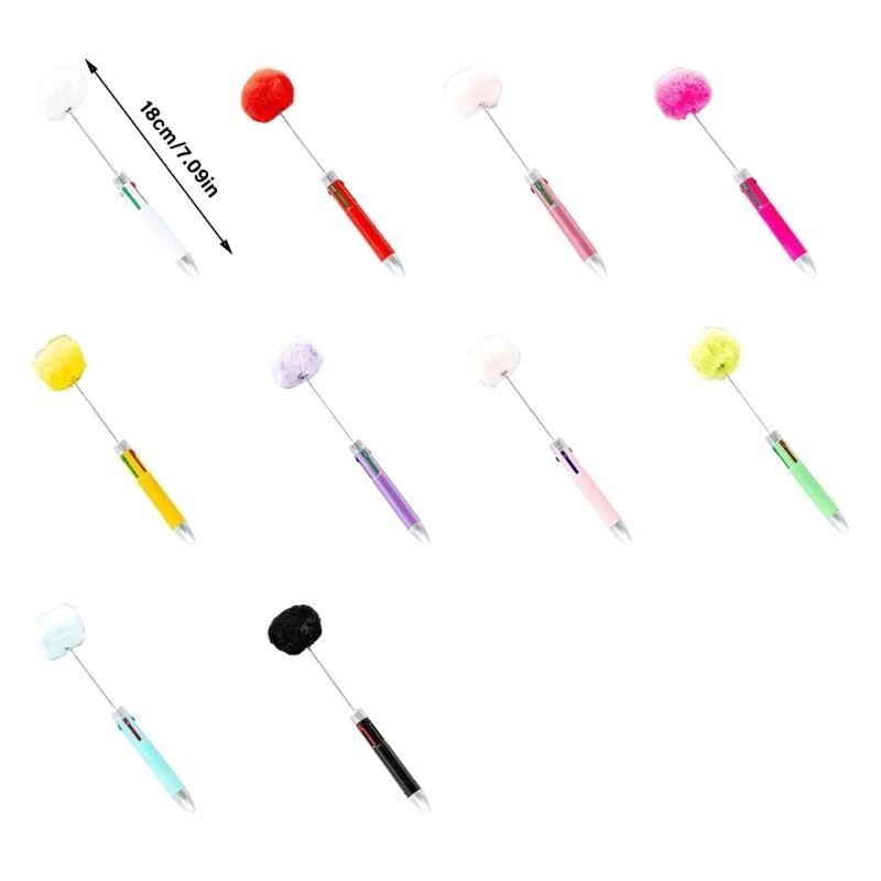 Beadable Multicolor Pen 4 Color in 1 Retractable Ballpoint Pen for Office School