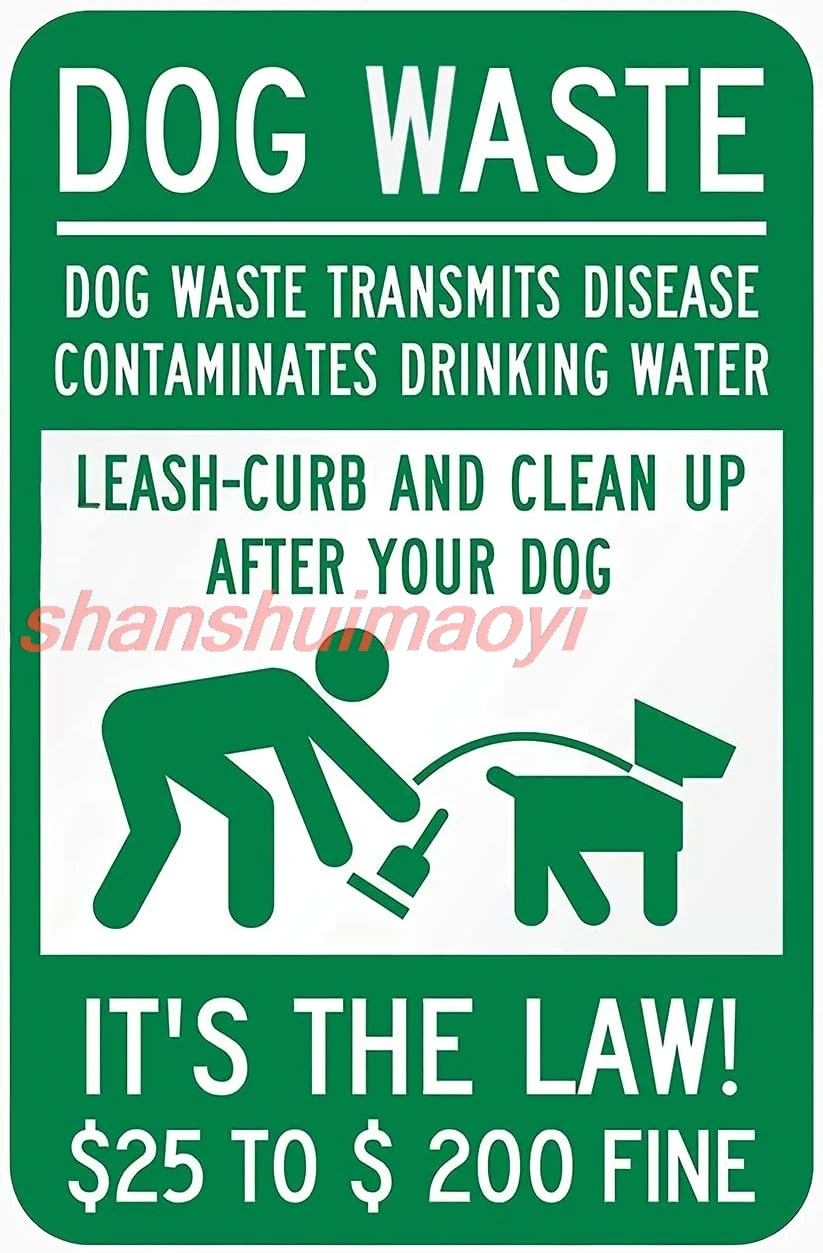 shan aque Vintage Pet Waste Transmits Disease Clean Up After Your Dog Sign, It's The Law Fine Sign Engineer Gra 20x30cm t 1pc