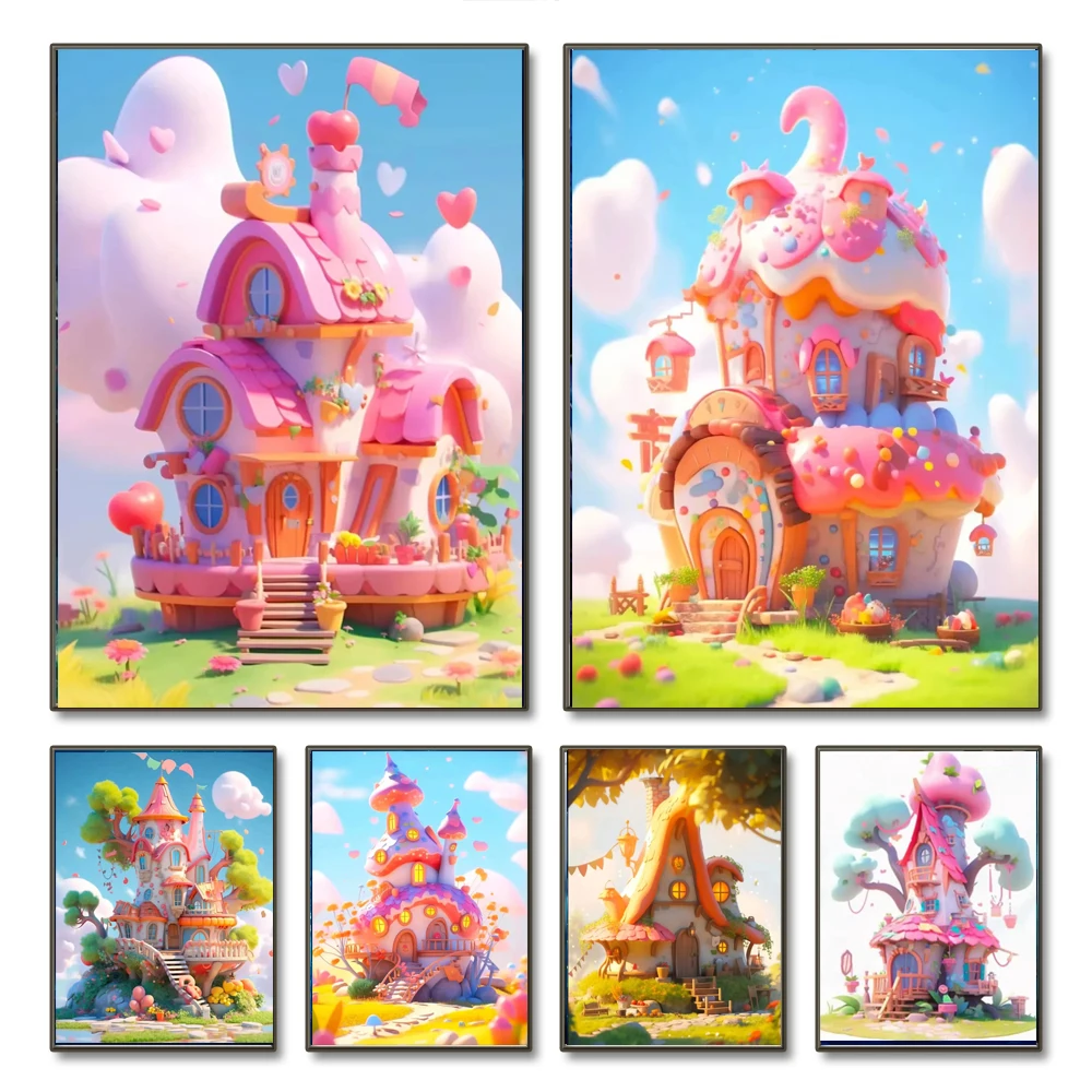 

Алмазная живопись YUMEART 5D «сделай сам», мультяшный домик, пейзаж, полноразмерная картина с изображением дрели, маяков, замка, декоративные подарки, хобби и ремесла