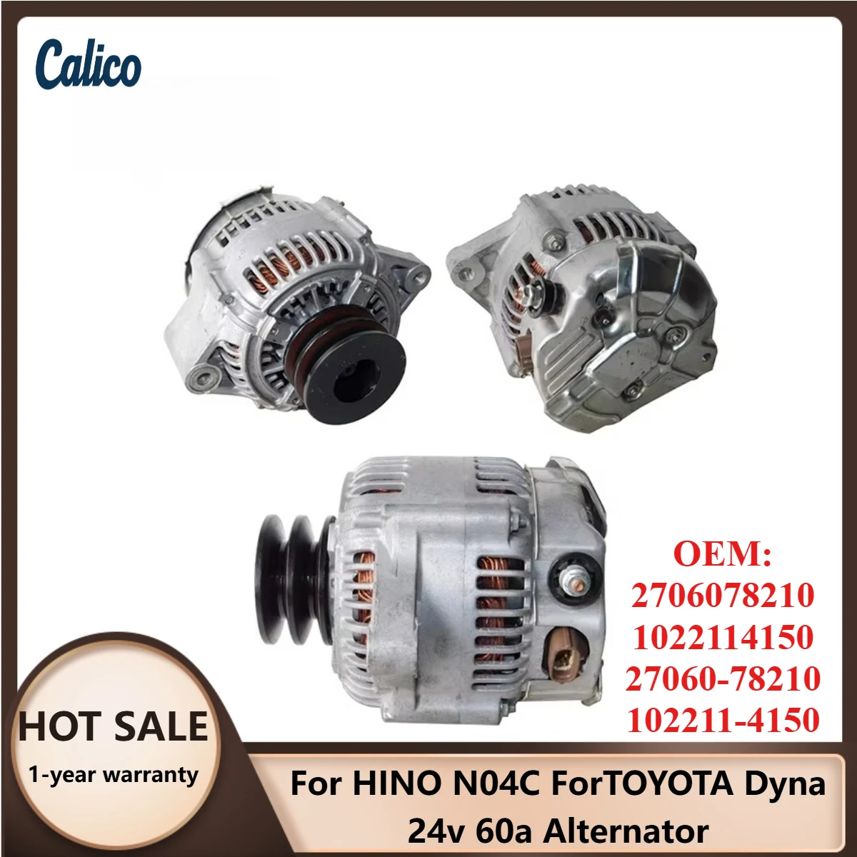 

Zero Defect Suitable for HINO N04C ForTOYOTA Dyna 24v 60a Alternator 2706078210 1022114150 27060-78210 102211-4150