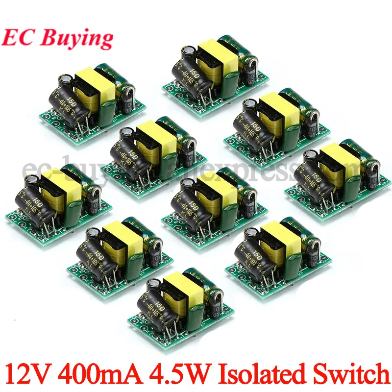 10pcs/1pc 12V 400mA 4.5W Isolated Switch Power Supply Module AC-DC Buck Step Down Voltage Regulator Board 220V turn 12V 400mA