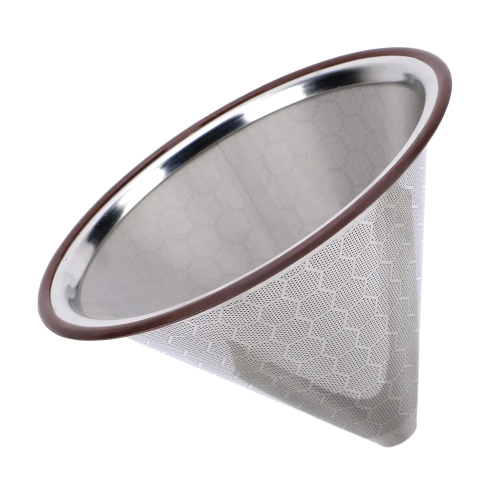Permanent Cone Dripper Pour Over Coffee Dripper 1 To 3 Cup Silver Reusable Coffee Filter Rubber Loop Best Coffee Maker