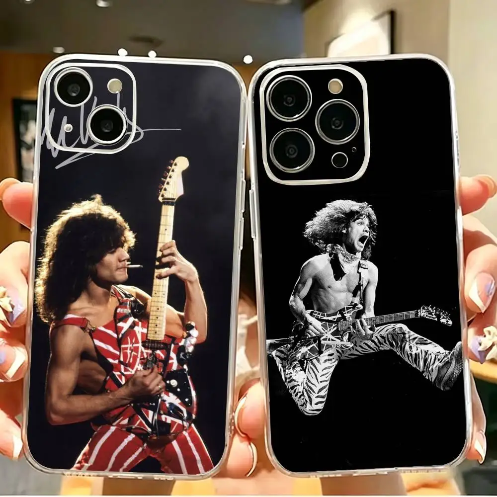 

Guitar God E-Eddie Van Halen Phone Case For iPhone 17 16 15 14 13 12 11 Mini Pro Max Plus Transparent Shockproof Cover