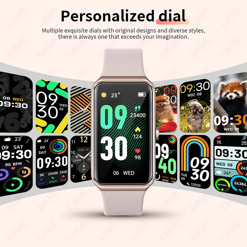 LIGE 2025 1.47” HD Smart Watch Women\'s Sports Fitness Bracelet Thermometer Health Monitor Waterproof Women Smartwatch For Xiaomi