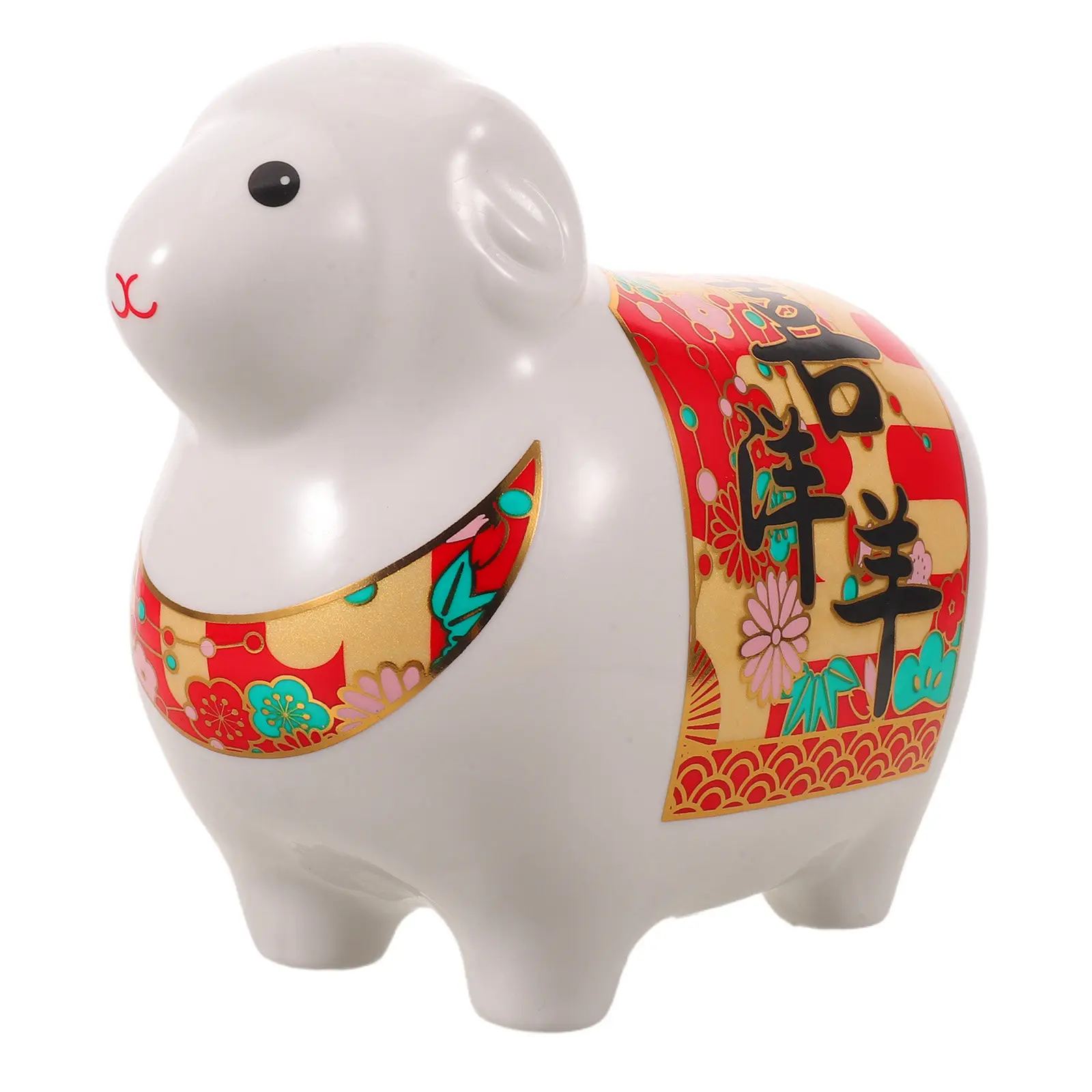 Ceramic Sheep Piggy Bank Lamb Coin Figurine 2027 Zodiac Sheep Piggy Bank Souvenirs Chinese Goat Statue  Fortune Money Saver