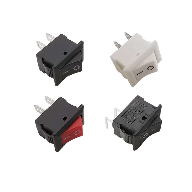 KCD11 2 Pin 10x15mm Rocker Switch SPST 3A 250V AC Snap-in ON OFF Mini Push Button Switch Boat Rocker Switches Black Red White