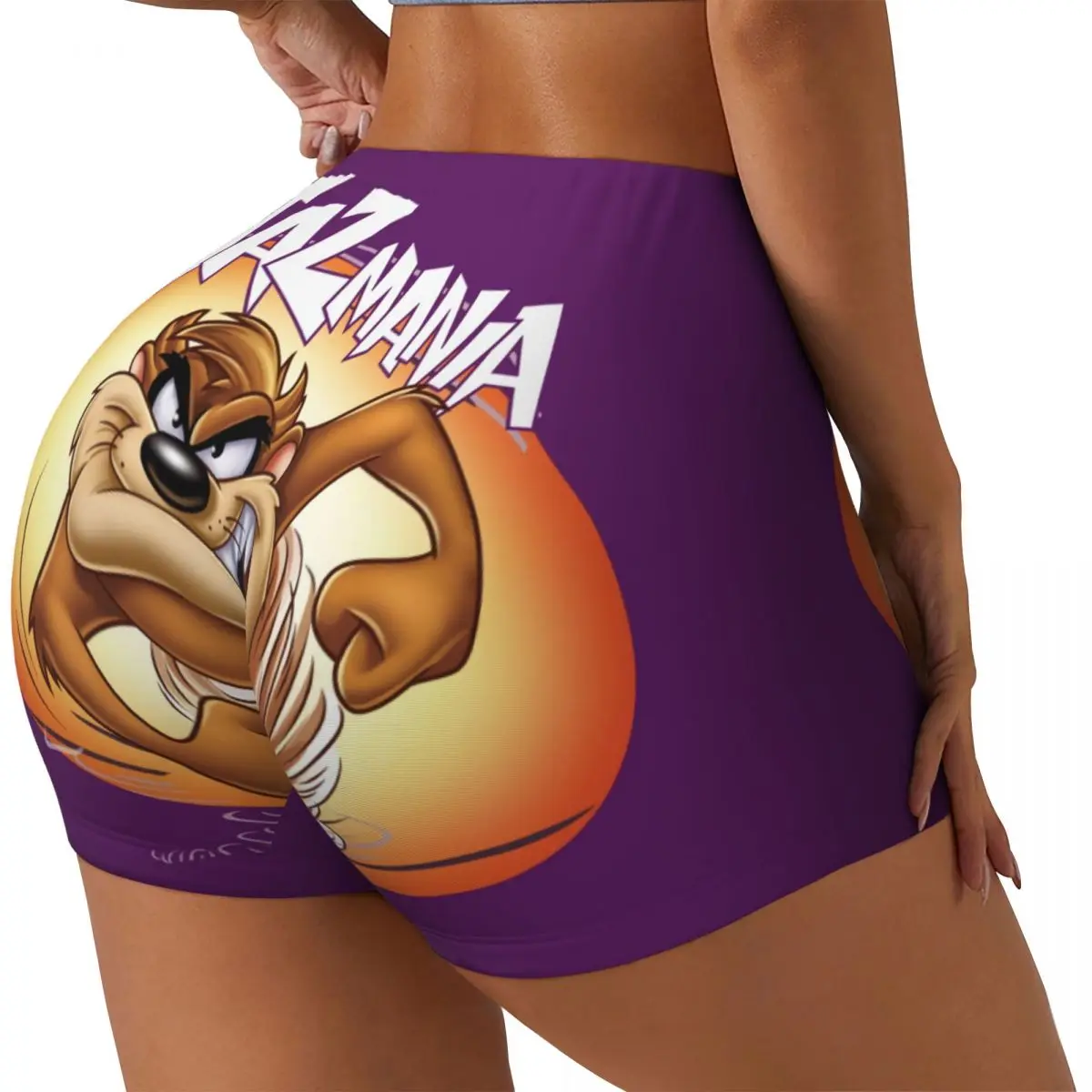 Custom Taz Tasmanians Devil Volleyball Biker Workout Shorts Women's Cartoon Gym Athletic Yoga Shorts