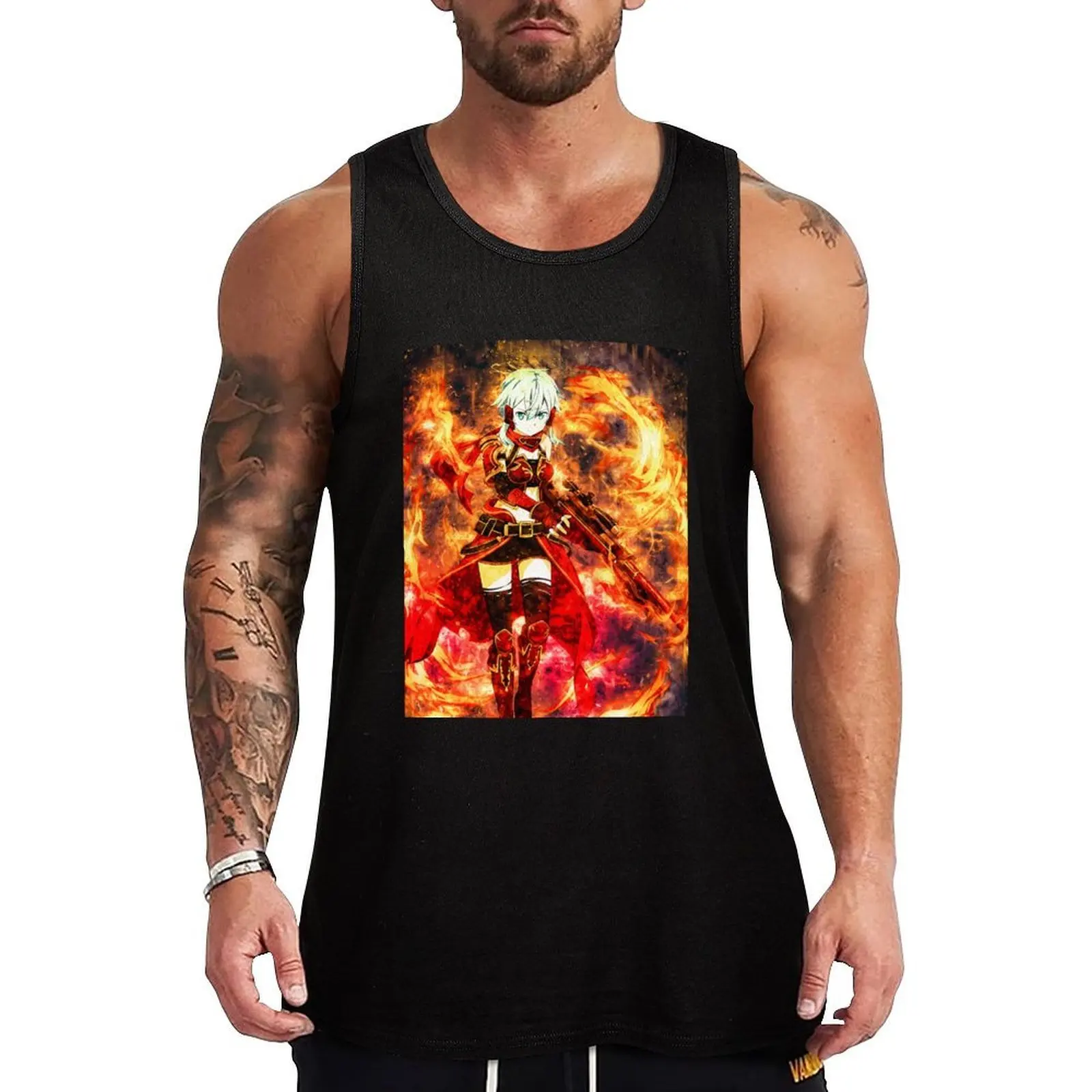 Camiseta sin mangas con estampado divertido de Sinon Sword Art Online, camiseta sin mangas con estampado de humor