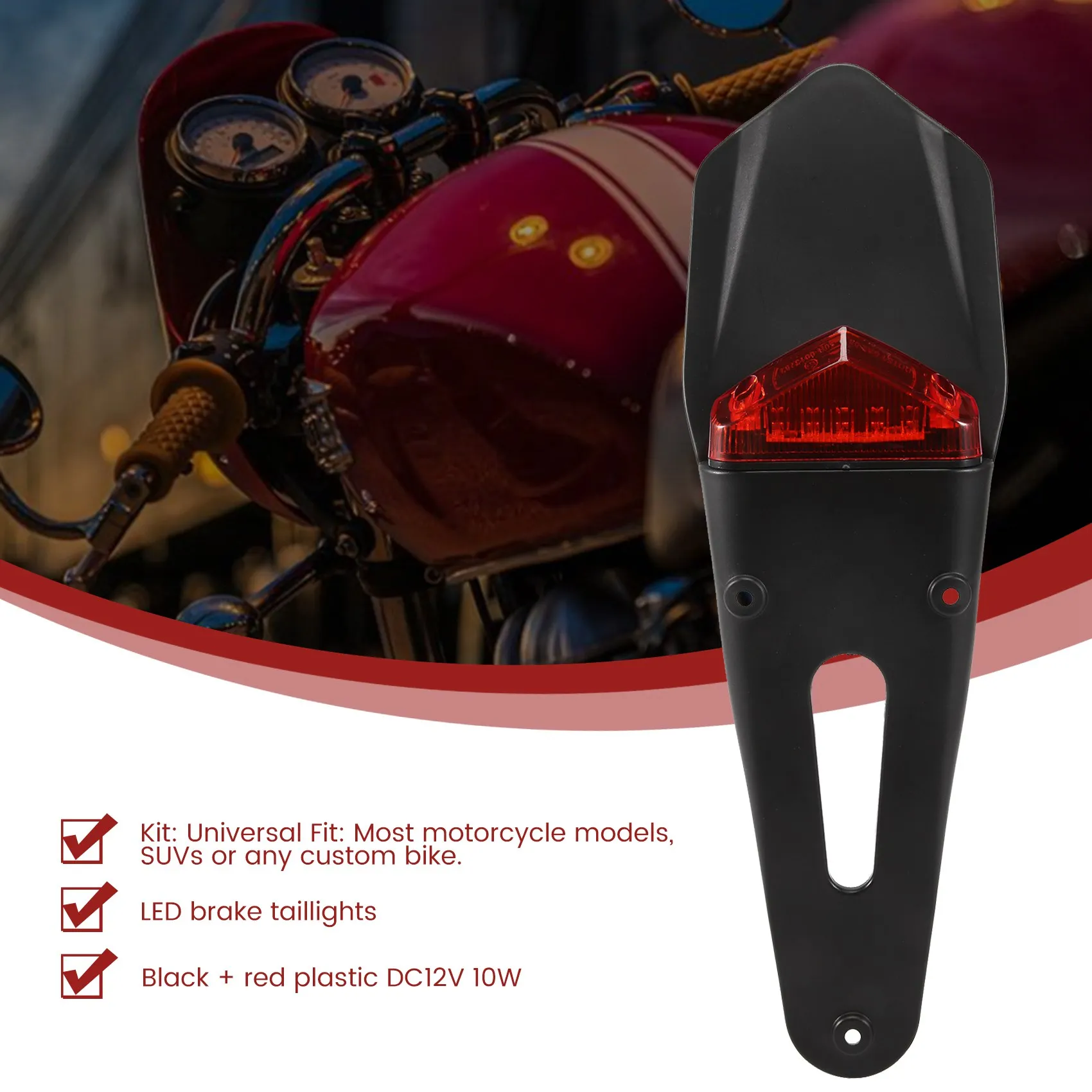 Superior-Rear Fender LED Brake Red Tail Motocross Motocross XR CRF KLX ENDURO EXC