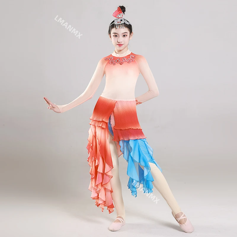 Sukienka Yunboli Koi do tańca skaczącego, strój dla dzieci na występy, karp skaczący przez bramę smoczą, piszczące rybki, radosny taniec i śpiew.