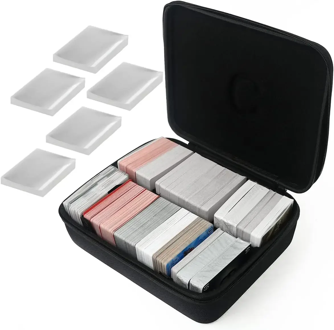 

Hard Travel Card Game Case Includes 4 Removable Dividers and 500 Counts Card Sleeves, Holds Up To 1600 Cards for Cards Against