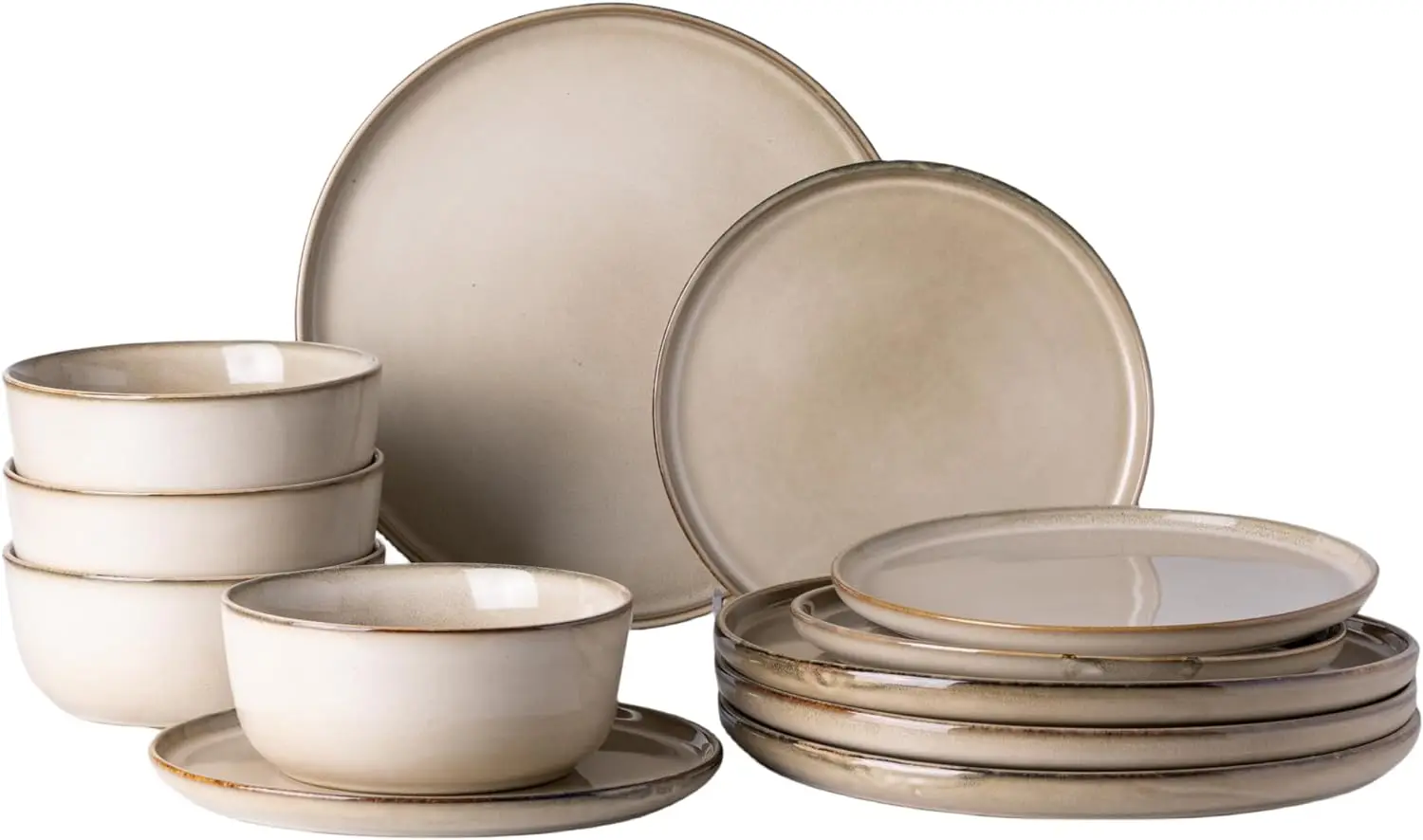 

Ceramic Dinnerware Sets for 4, 12 Pieces Stoneware Plates and Bowls Sets, Chip and Scratch Resistant Dishes, Dishwasher & Microw