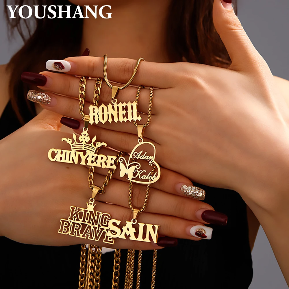 

Customizable Stainless Steel Crown Hollow out Twist Chain Necklace Personalized Name Gift for Men And Women Birthday Jewelry