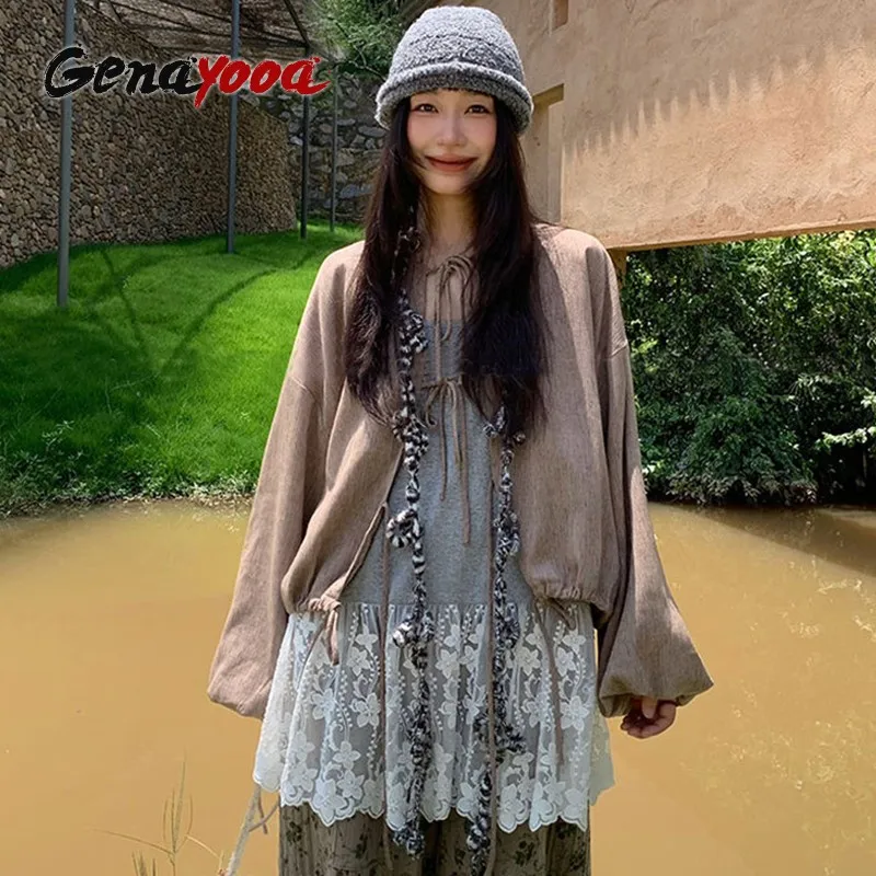 Genayooa Y2k Fairycore camisetas sin mangas para mujer sin mangas de encaje Patchwrok Camis Vintage camisetas ropa de calle estilo coreano moda sin mangas