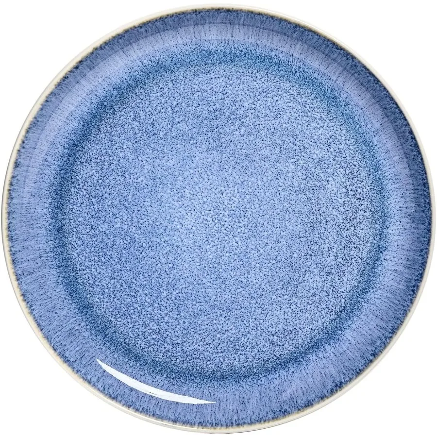 Conjunto de louça de grés de 12 peças para 4 esmalte reativo azul claro em pratos e tigelas brancas conjunto de prato de cerâmica de cozinha moderna