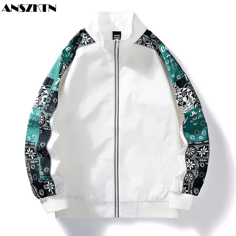 

ANSZKTN New Autumn and winter American trend stand-up collar men's loose waist pattern personalized fashion jacket