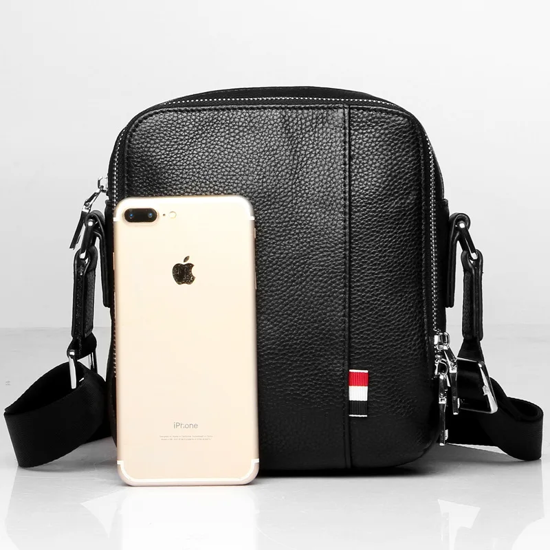 New Single Shoulder Fashion Mini High-end Men's Genuine Leather Top Layer Cowhide Phone Crossbody Luxury Man Leather Bag
