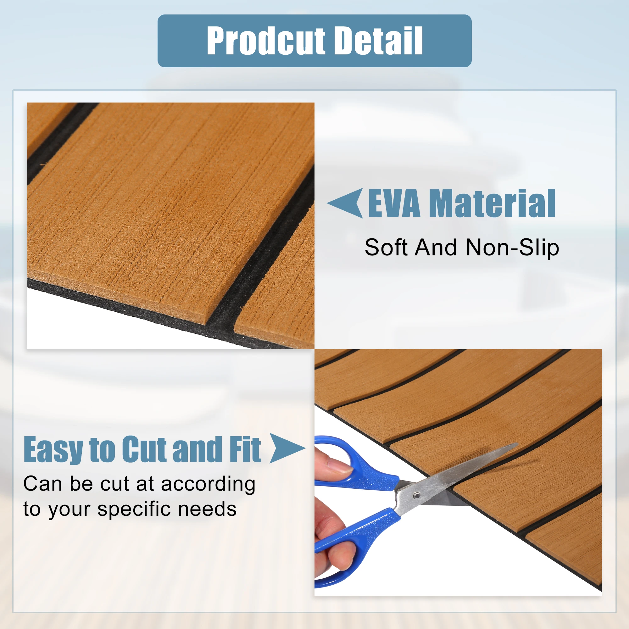 Uxcell 2400x600x5mm 2400x170x6mm 2400x57x6mm EVA Foam Boat Flooring Teak Foam Decking for Boats Marine Flooring Teak Yacht