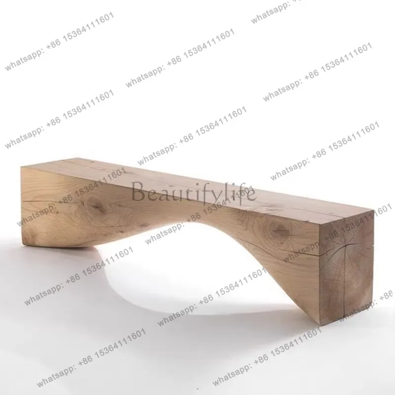 Creative log stakes sitting area Solid wood benches, TV cabinets