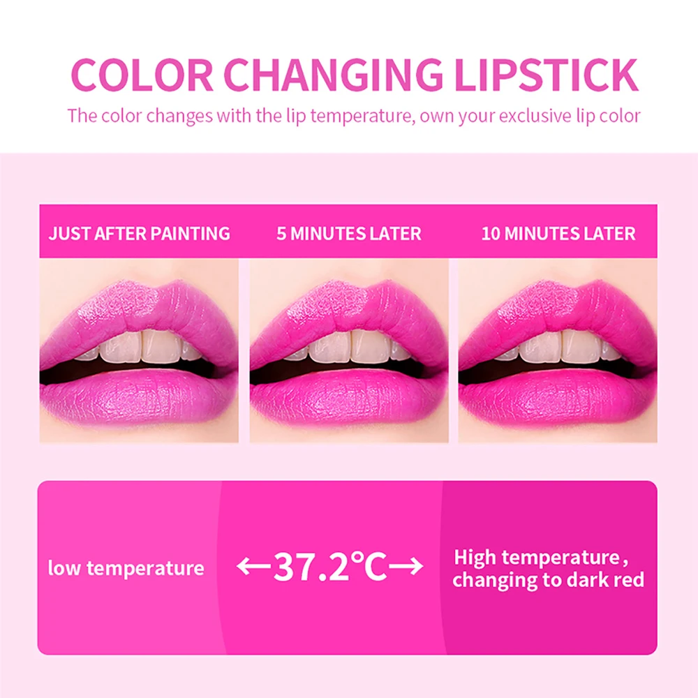 Rouge à lèvres mat, imperméable, ne se décolore pas, tasse antiadhésive, changement de couleur, changement de température, maquillage hydratant pour femmes