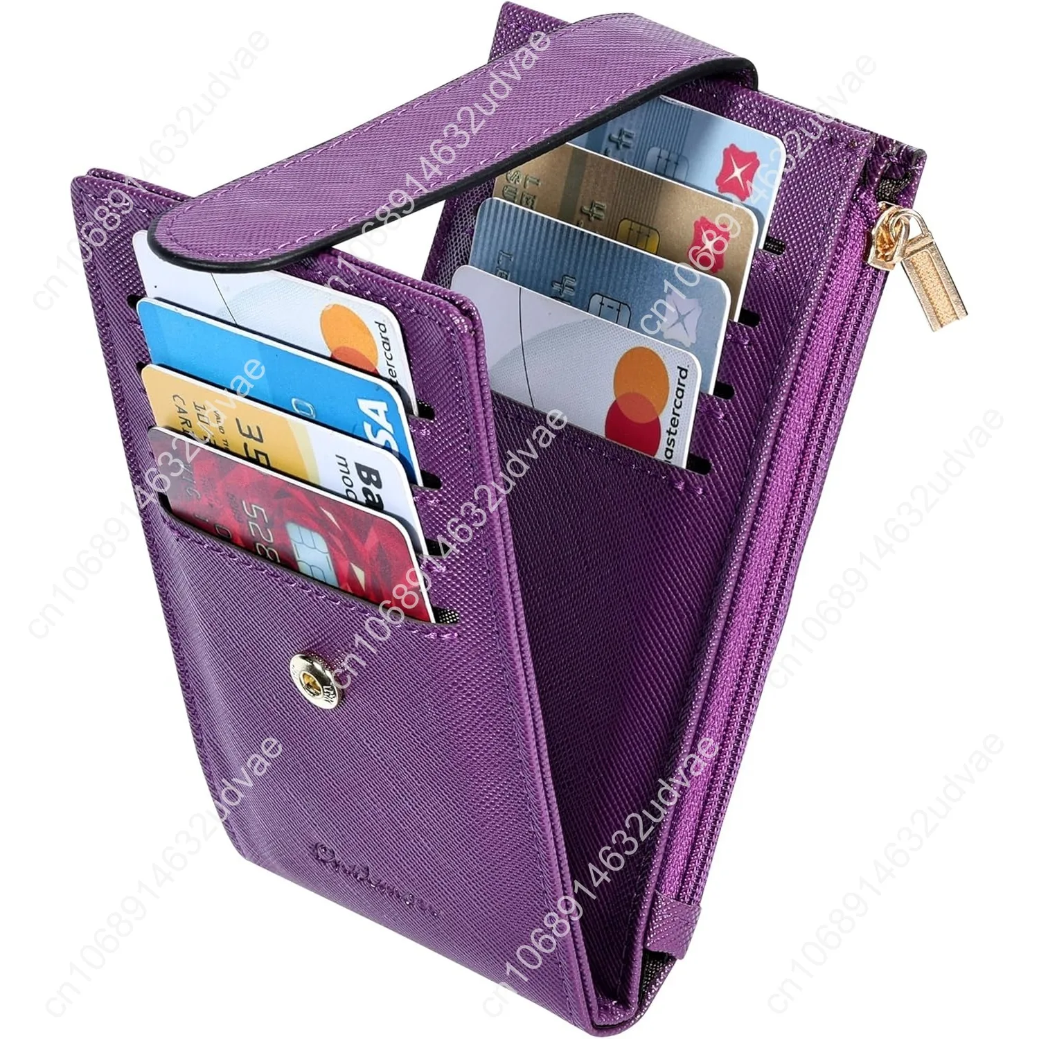 Chelmon Women's RFID Slim Card Holder Wallet: Thin Bifold with Multi-Card Case & Zipper Coin Pocket Purse (Deep Purple)