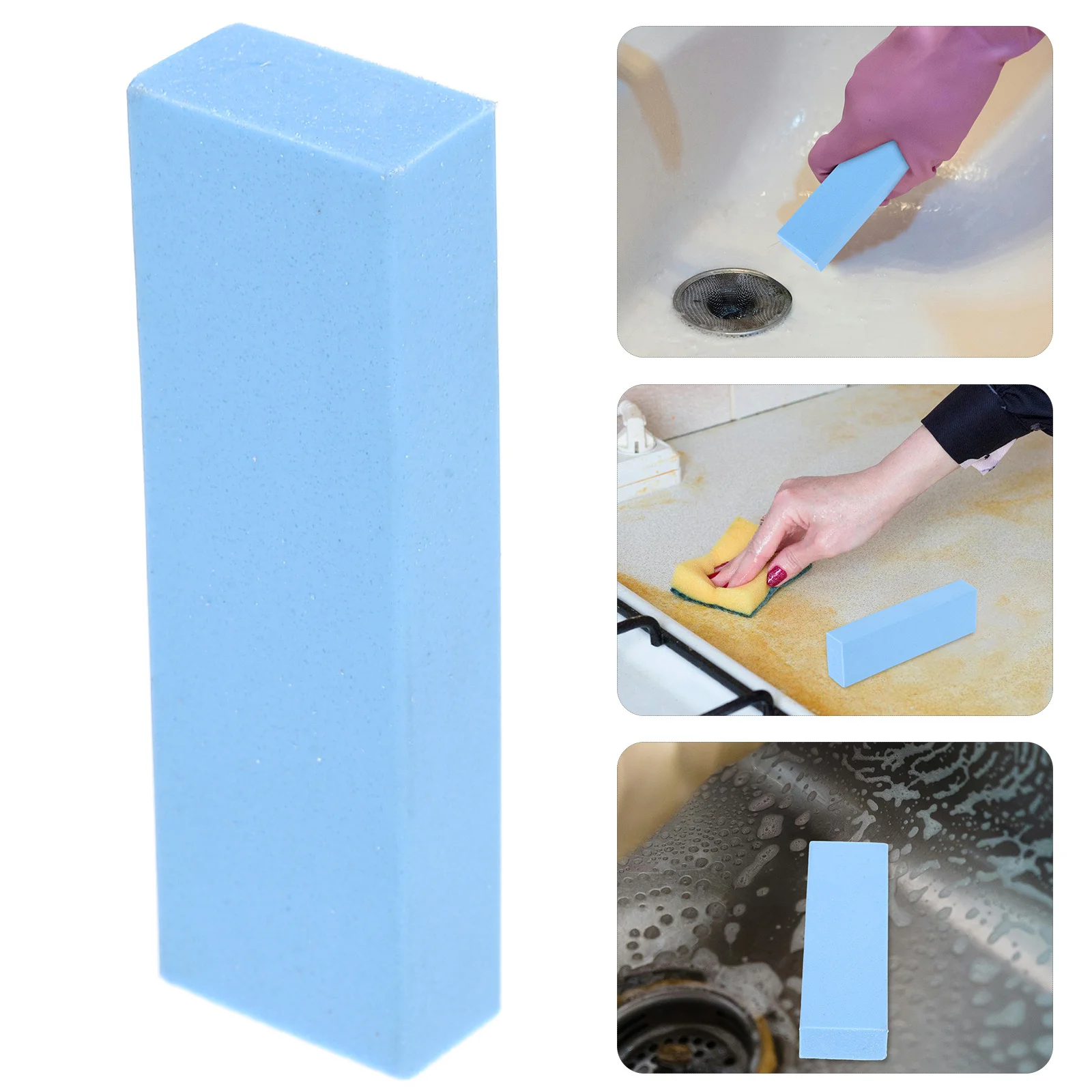 

Gummy Stone Scrubbing Block Rubber Abrasive for Tough Limescale Removal on Stainless Steel Fixtures Blue Kitchen Cleaner Scrub