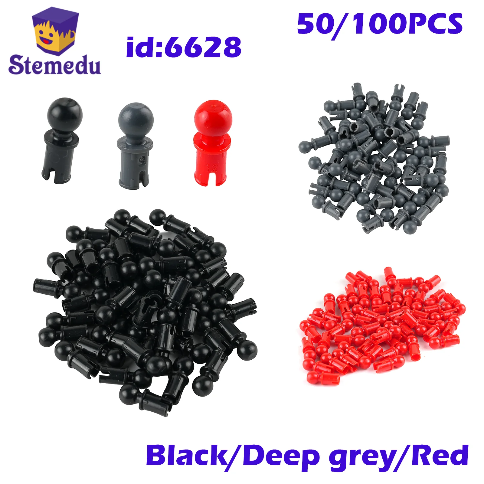 

50/100pcs 6628 1x2 Ball Joint Pins Technology Building Blocks Parts Pin with Towball MOC Bricks Toys Compatible with 66906